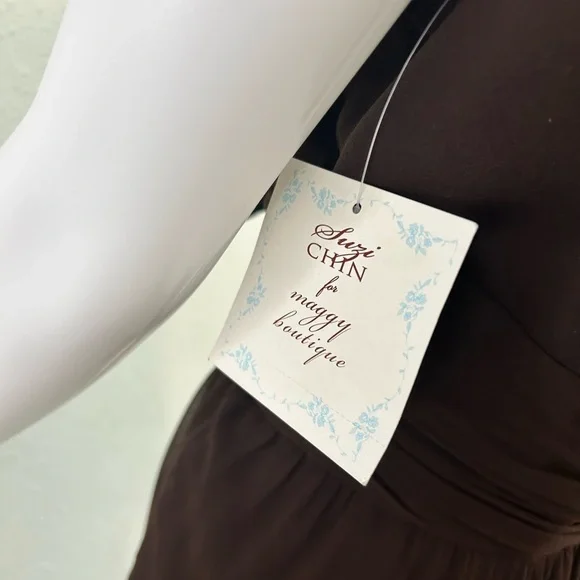 Suzi Chin for Maggy Boutique Chocolate Midi Dress - Picture 7 of 12
